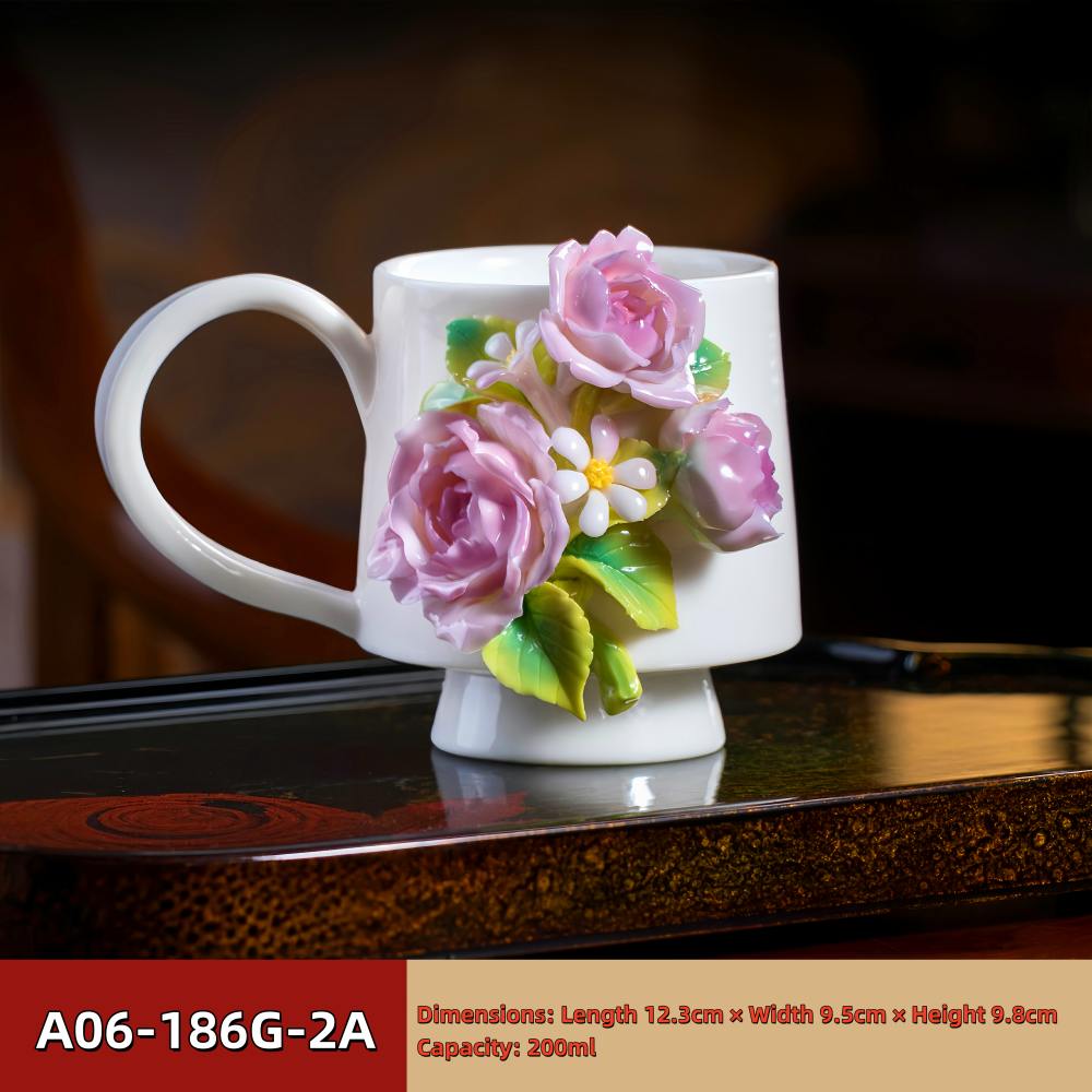 Intangible Cultural Heritage Hand-Pinched Flower Mug - A-18