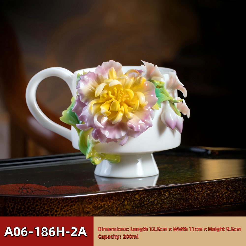 Intangible Cultural Heritage Hand-Pinched Flower Mug - A-18