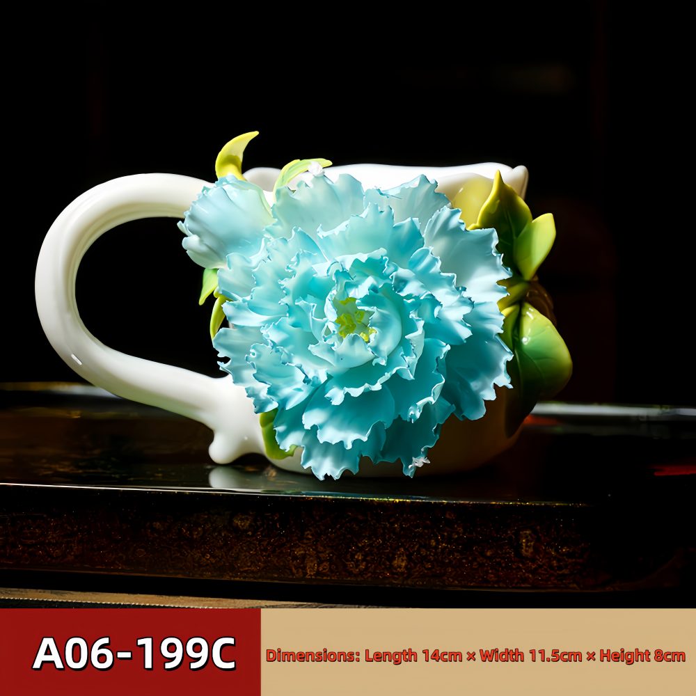 Intangible Cultural Heritage Hand-Pinched Flower Mug - A-19