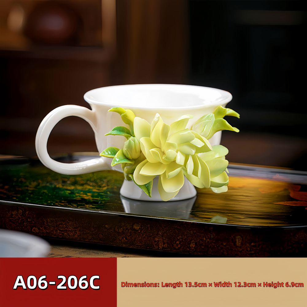 Intangible Cultural Heritage Hand-Pinched Flower Mug - A-20