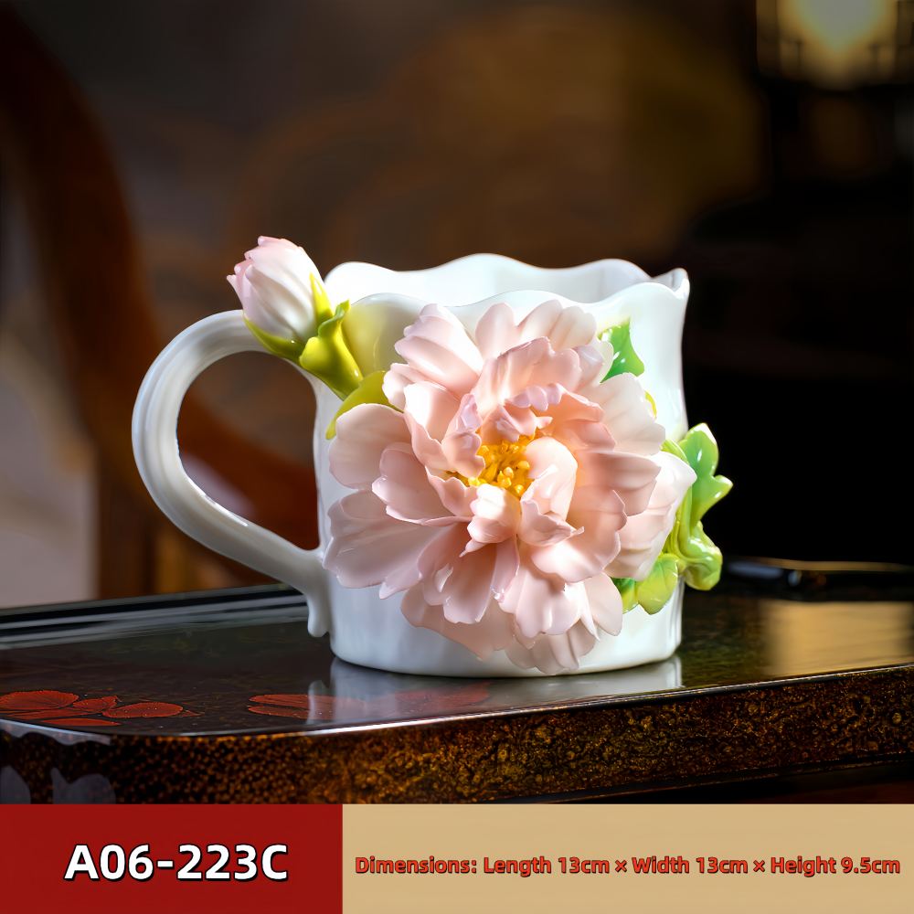Intangible Cultural Heritage Hand-Pinched Flower Mug - A-22