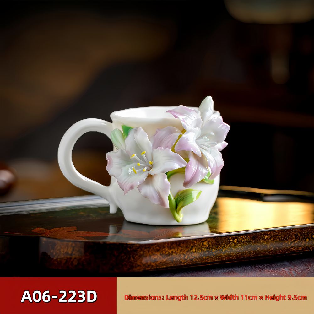 Intangible Cultural Heritage Hand-Pinched Flower Mug - A-22