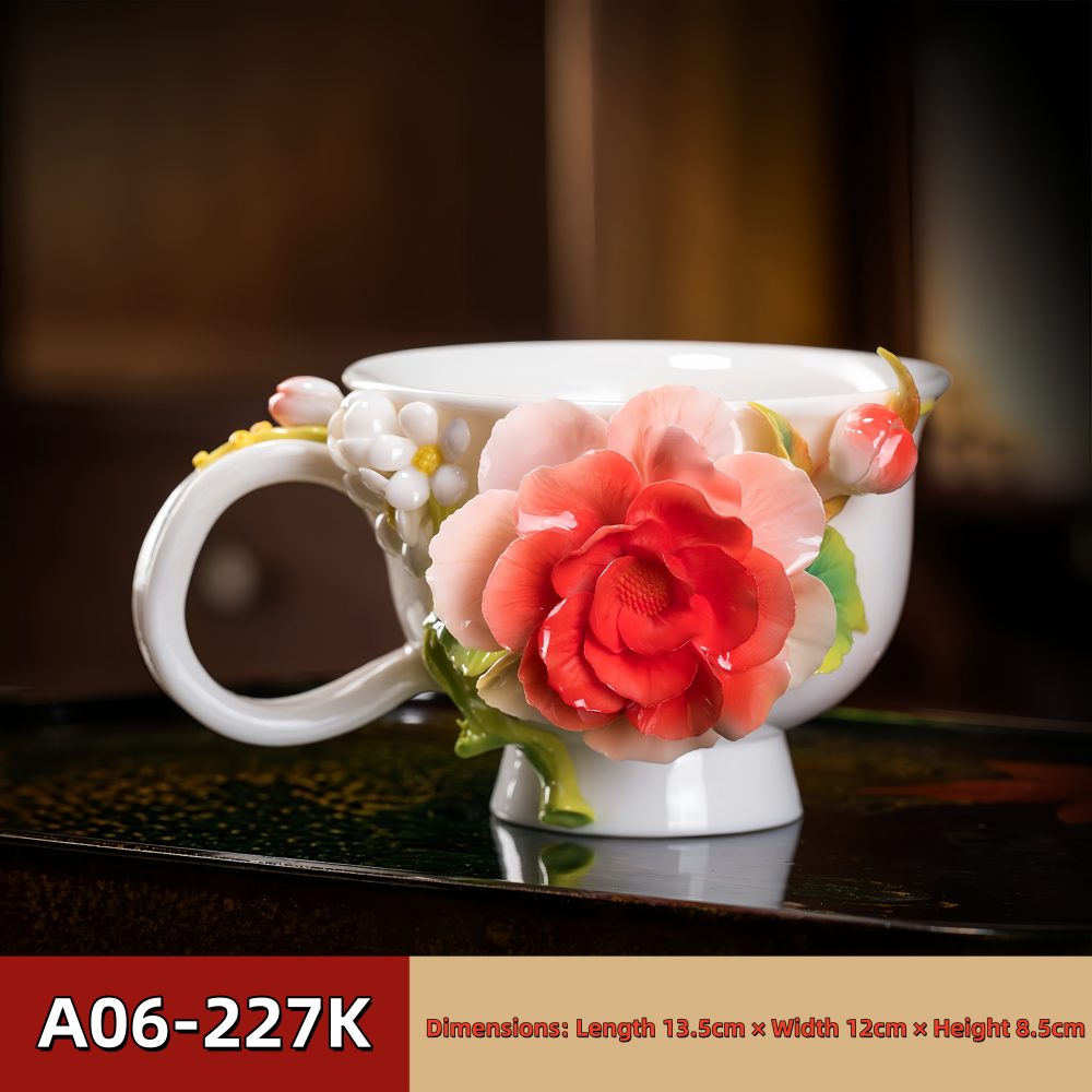 Intangible Cultural Heritage Hand-Pinched Flower Mug - A-22-1