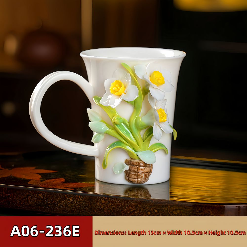 Intangible Cultural Heritage Hand-Pinched Flower Mug - A-23