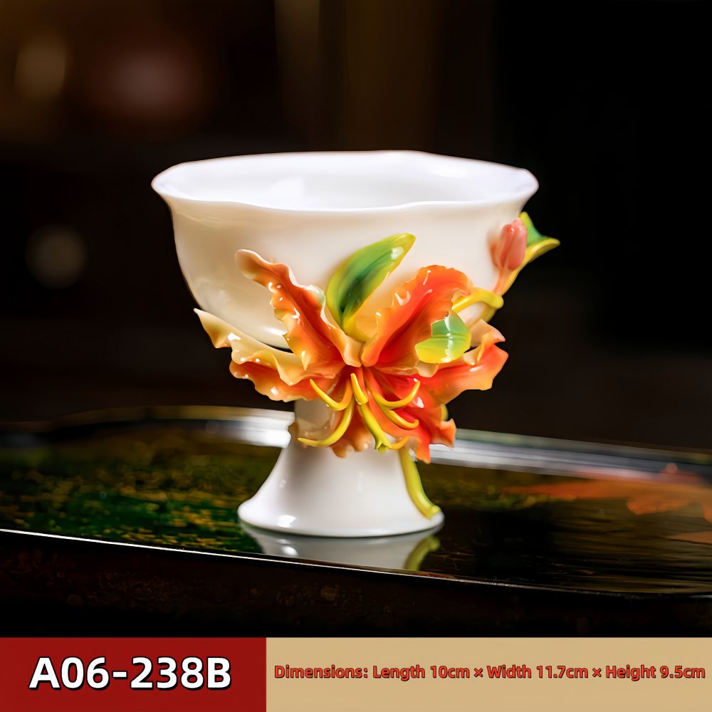 Intangible Cultural Heritage Hand-Pinched Flower Mug - A-23