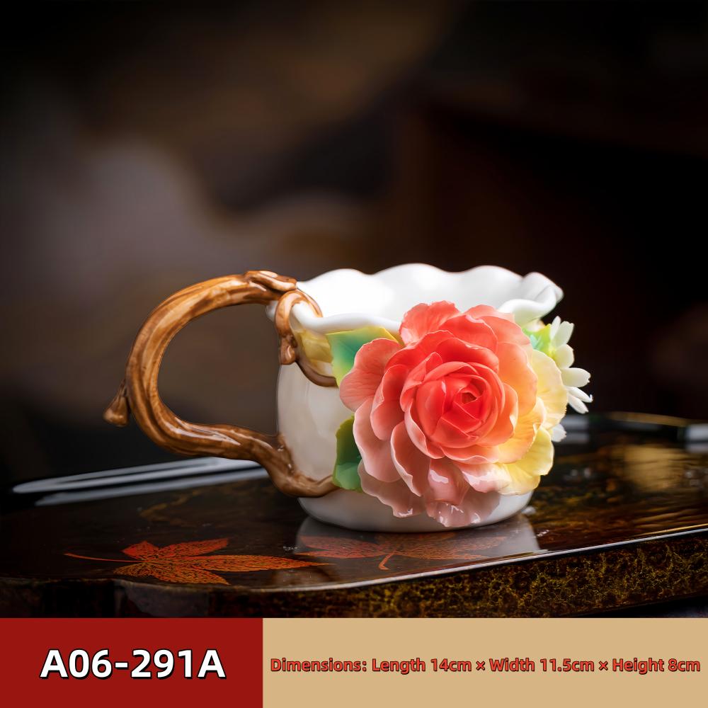 Intangible Cultural Heritage Hand-Pinched Flower Mug - A-29