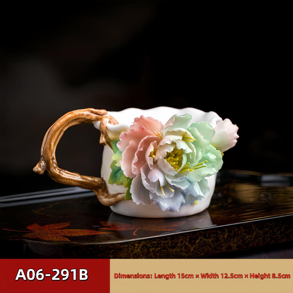 Intangible Cultural Heritage Hand-Pinched Flower Mug - A-29