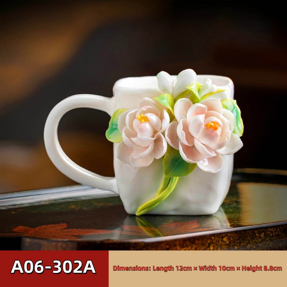 Intangible Cultural Heritage Hand-Pinched Flower Mug - A-30