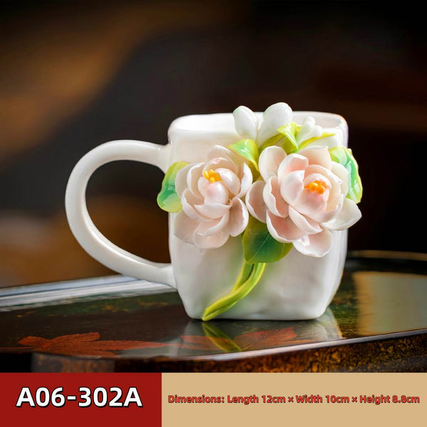 Intangible Cultural Heritage Hand-Pinched Flower Mug - A-30