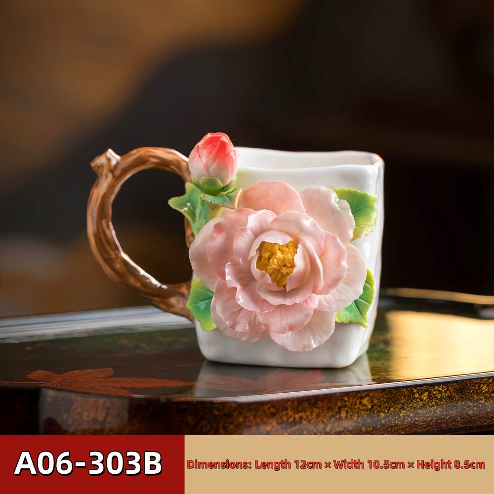 Intangible Cultural Heritage Hand-Pinched Flower Mug - A-30