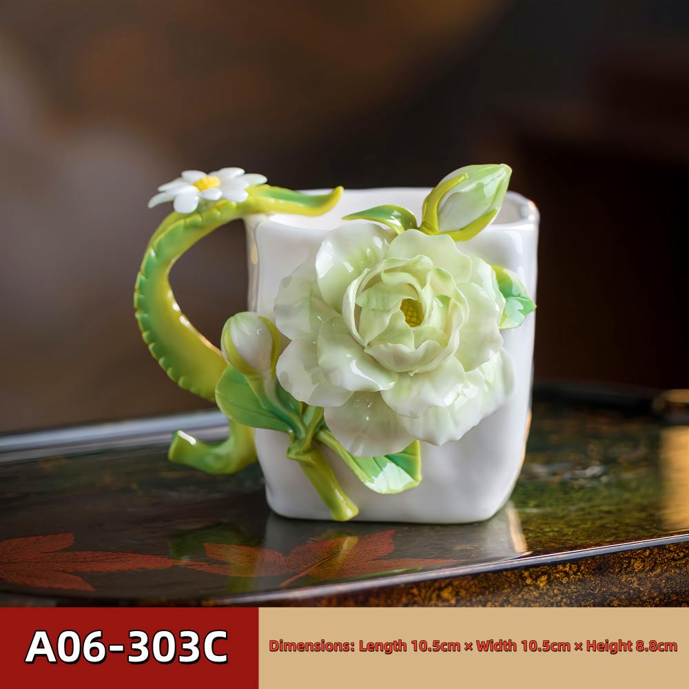 Intangible Cultural Heritage Hand-Pinched Flower Mug - A-30