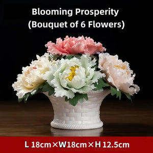 Blooming Splendor" Handmade Porcelain Flower Basket – Intangible Cultural Heritage (1kg / 3kg)