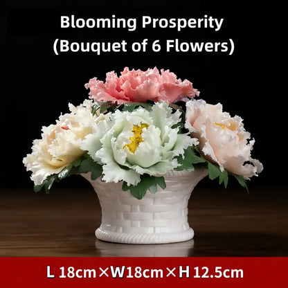 Blooming Splendor" Handmade Porcelain Flower Basket – Intangible Cultural Heritage (1kg / 3kg)