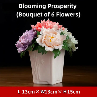 Blooming Splendor" Handmade Porcelain Flower Basket – Intangible Cultural Heritage (1kg / 3kg)