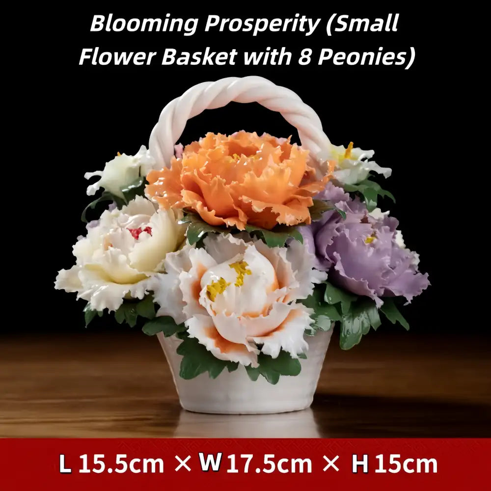 Blooming Splendor" Handmade Porcelain Flower Basket – Intangible Cultural Heritage (1kg / 3kg)