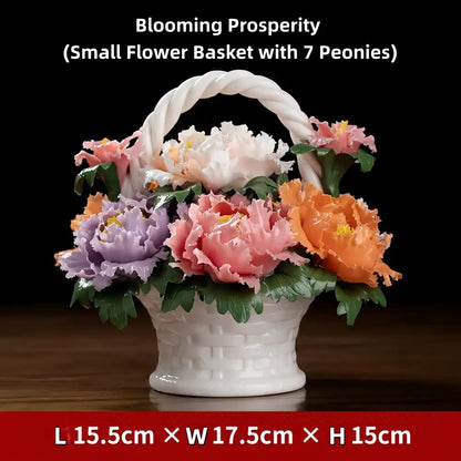 Blooming Splendor" Handmade Porcelain Flower Basket – Intangible Cultural Heritage (1kg / 3kg)