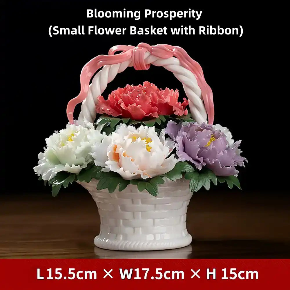 Blooming Splendor" Handmade Porcelain Flower Basket – Intangible Cultural Heritage (1kg / 3kg)