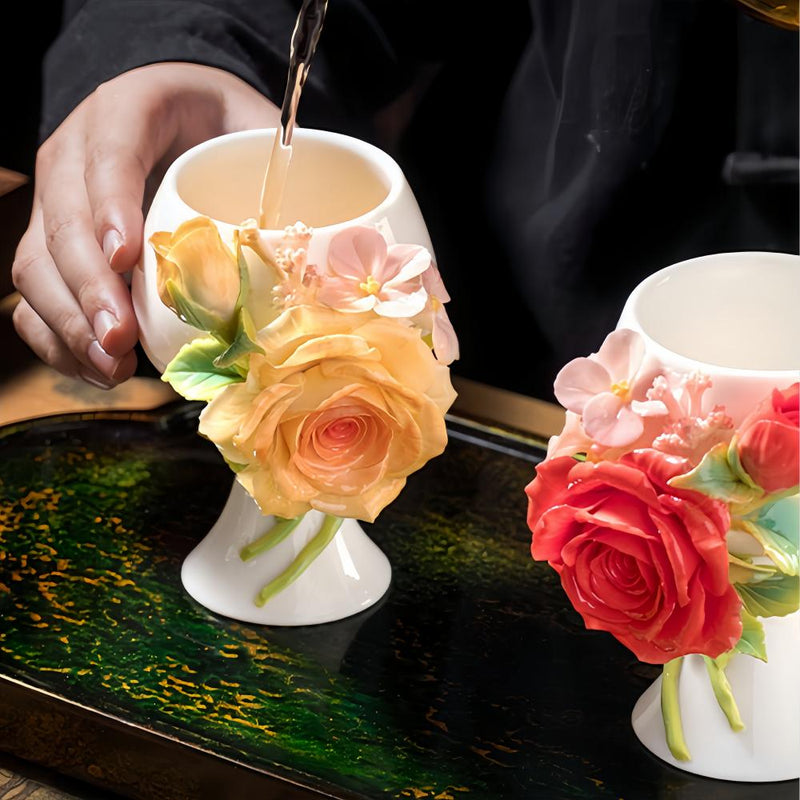 Intangible Cultural Heritage Hand-Pinched Flower Mug - A-25 Bestie Edition