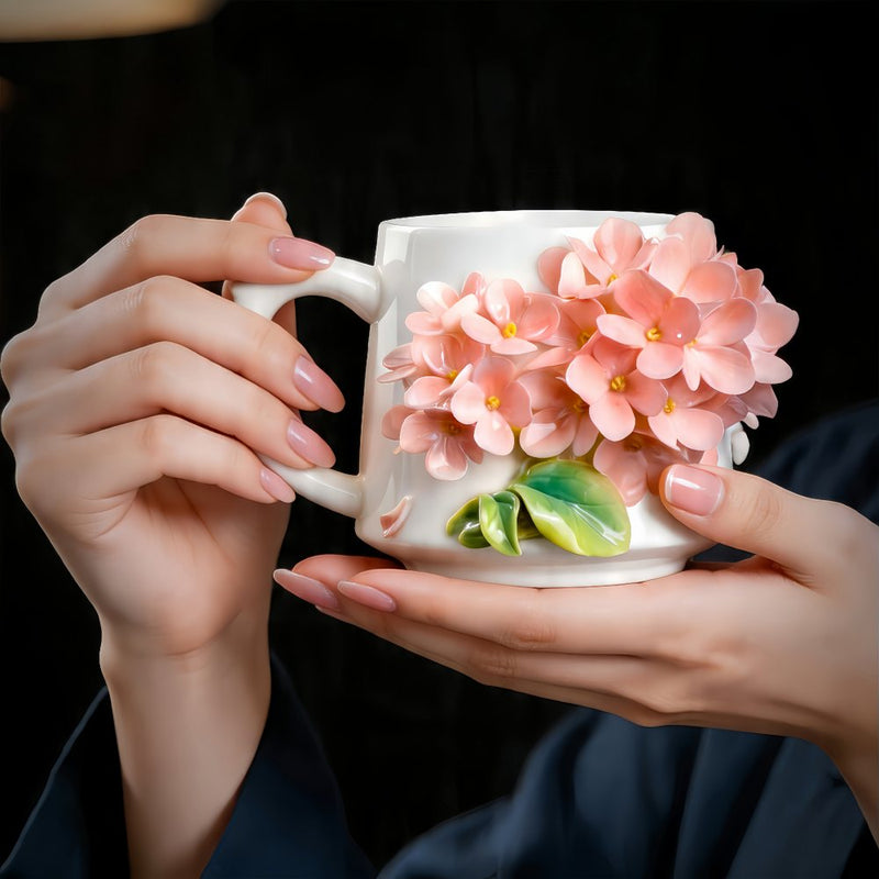Intangible Cultural Heritage Hand-Pinched Flower Mug - A-27