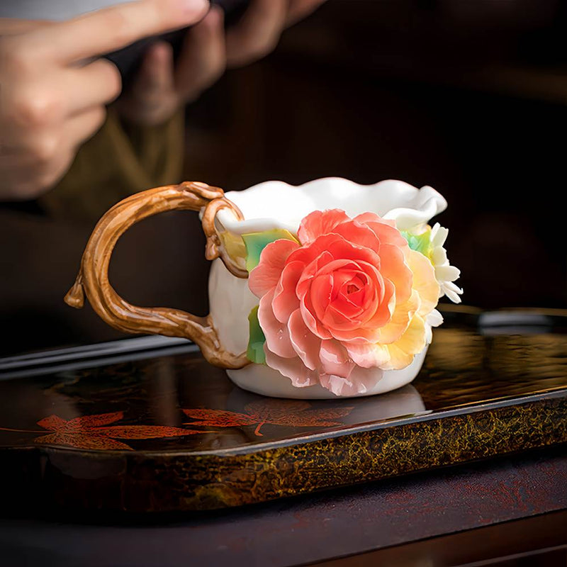 Intangible Cultural Heritage Hand-Pinched Flower Mug - A-29
