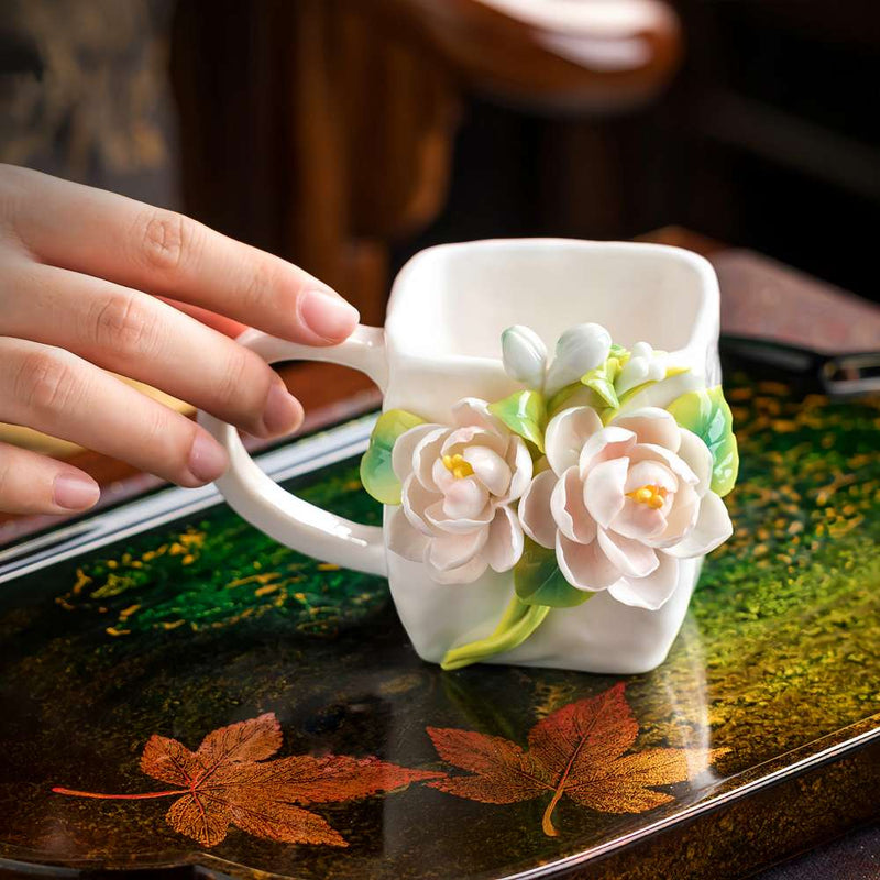 Intangible Cultural Heritage Hand-Pinched Flower Mug - A-30