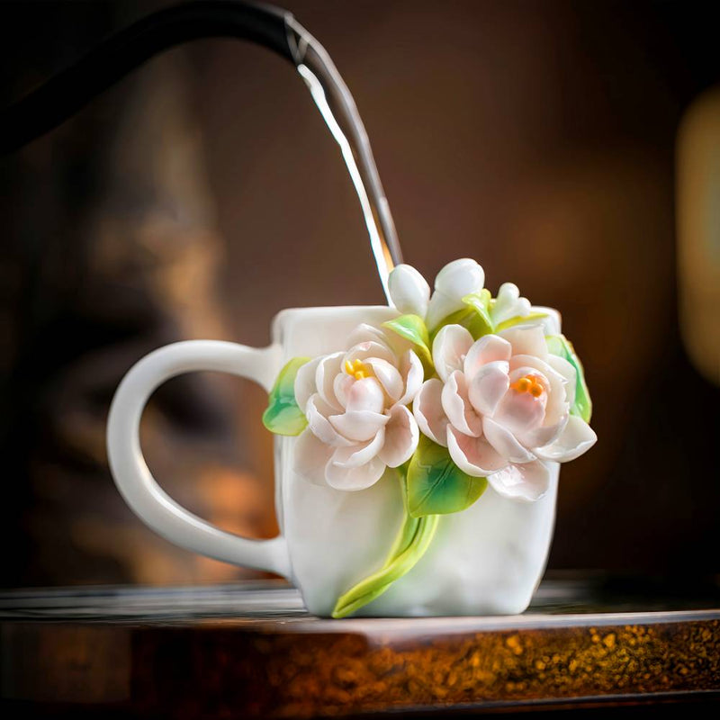 Intangible Cultural Heritage Hand-Pinched Flower Mug - A-30