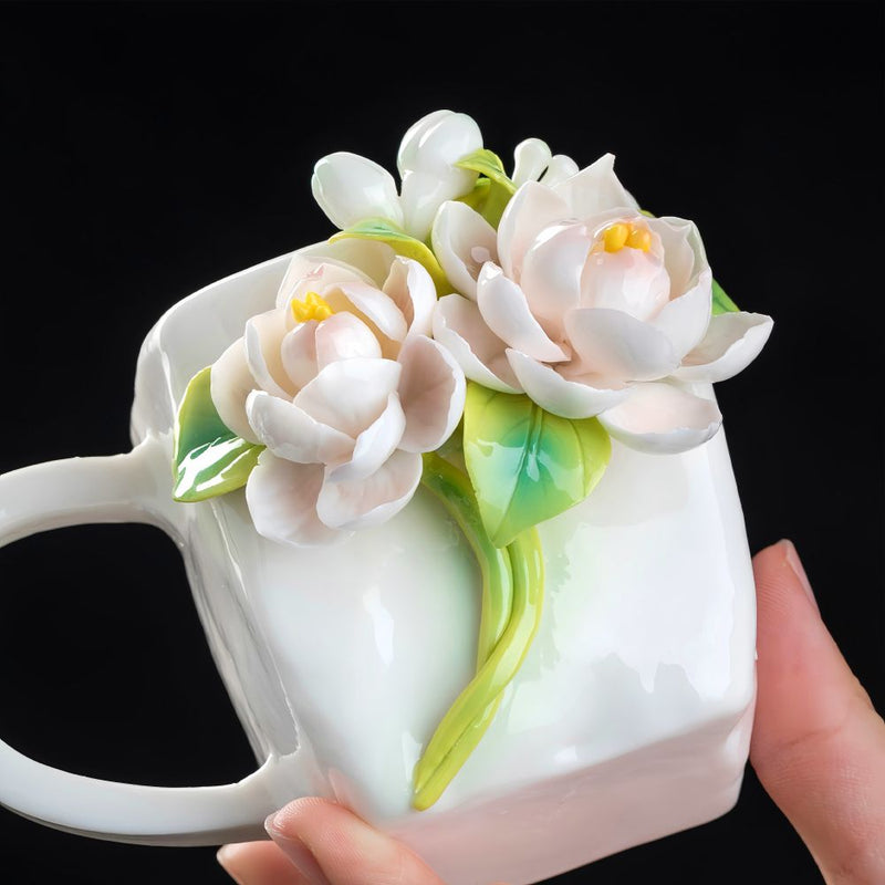 Intangible Cultural Heritage Hand-Pinched Flower Mug - A-30