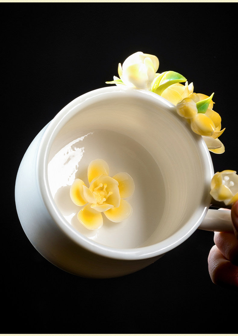 Intangible Cultural Heritage Hand-Pinched Flower Mug - A-18