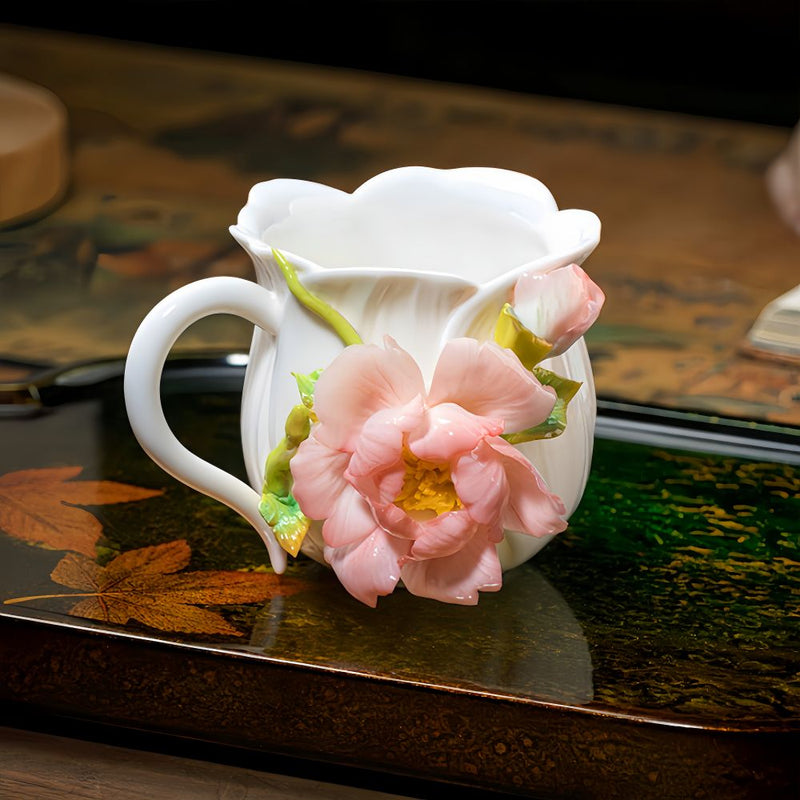 Intangible Cultural Heritage Hand-Pinched Flower Mug - A-20