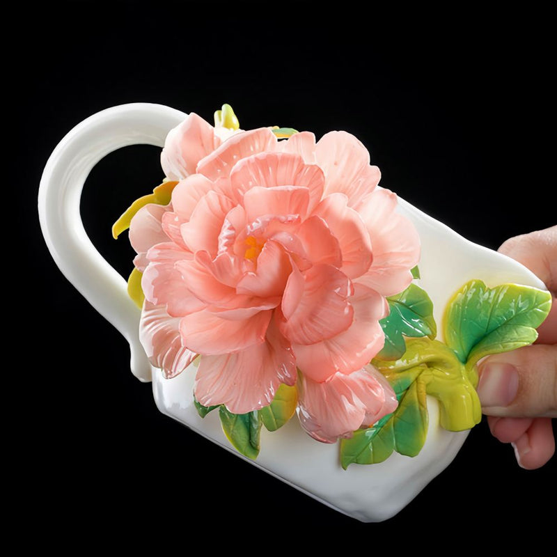 Intangible Cultural Heritage Hand-Pinched Flower Mug - A-22