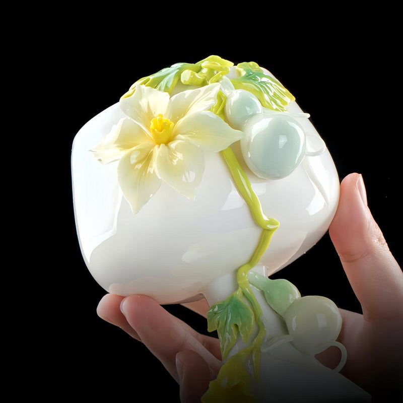 Intangible Cultural Heritage Hand-Pinched Flower Mug - A-25